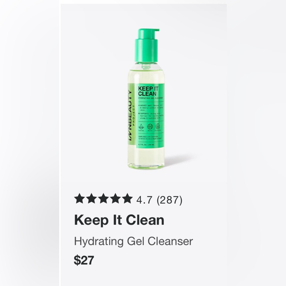 iNNbeauty project: Keep It Clean Hydrating Gel Cleanser Retail $27
